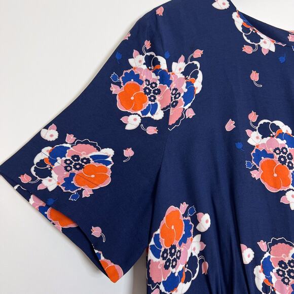Boden Ruth Navy Floral A Line Midi Dress Size US 12R UK 16R - Picture 4 of 10